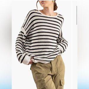 Blu Pepper Black and White Striped Sweater
